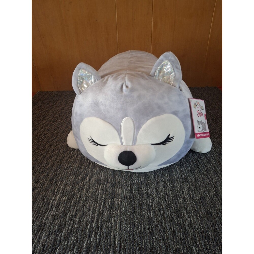 NWT Rare KellyToy Justice Exclusive Squishmallow Heather The Gray Husky Dog 20"